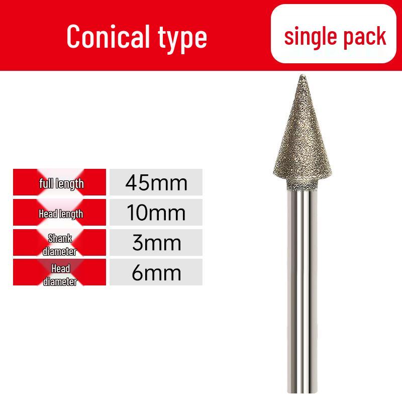 Emery Grinding Head for Metal and Jade Polishing, 3MM Electric Carving Tool.