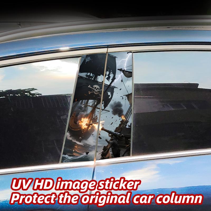 Pirate Ship Caribbean Car Sticker Car B-pillar Vinyl Decal Waterproof Auto Center Pillar Sticker Cover Scratches Decor Accessory