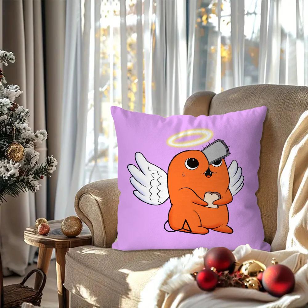 Pochita Japanese Anime Chainsaw Man Pillow Case Square Pillow Bedroom Sofa Leisure Comfort Car Living Room Home Decoration 40X40