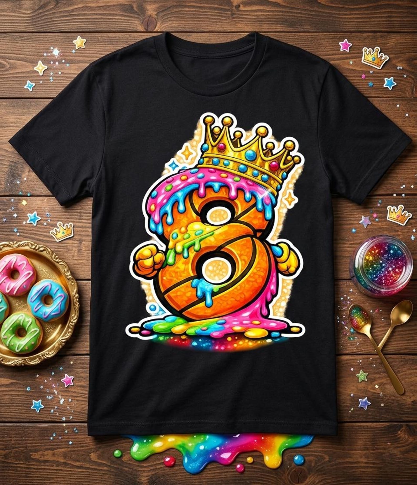 Basketball 8 Year Old Ice Cream Drip Youth 8th Birthday Boy Shirt 2XL