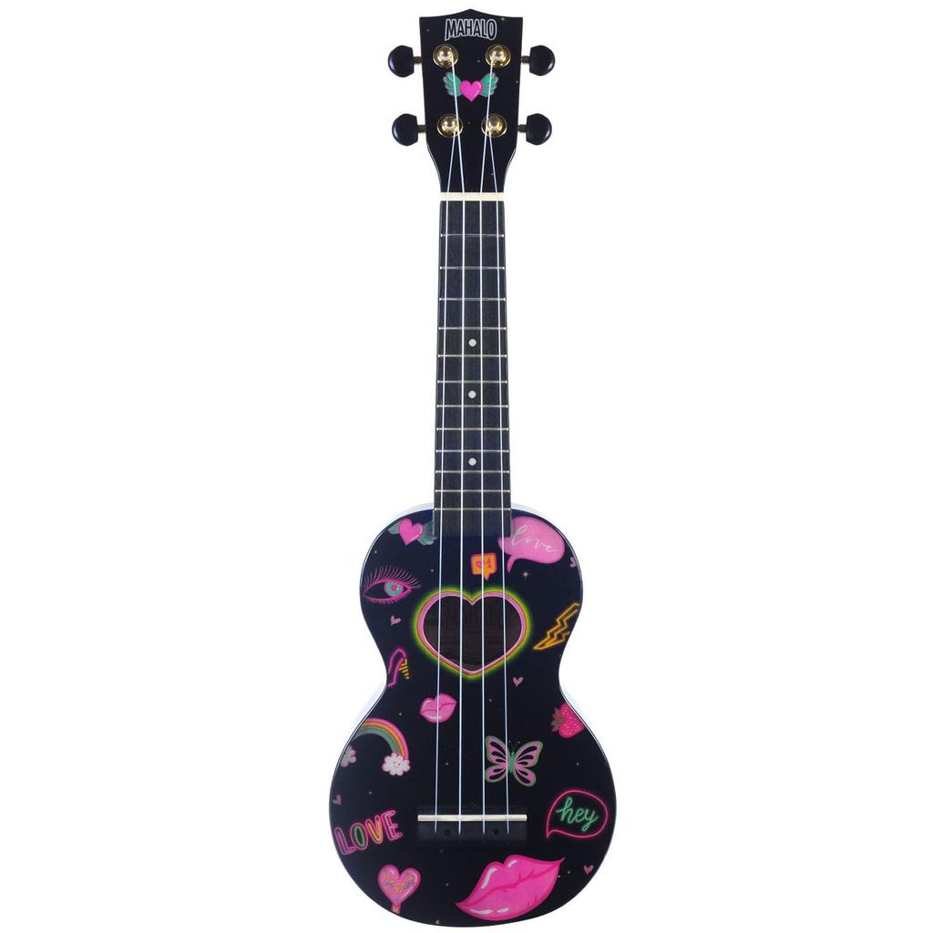 MAHALO Soprano UKULELE Art Series Heart MA1 HE Black