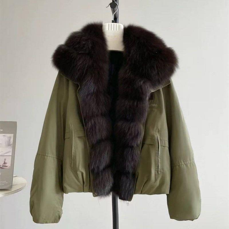 New cotton-padded clothes imitation fox fur collar down cotton clothes women's short fashion loose pie to overcome the thickness of the coat