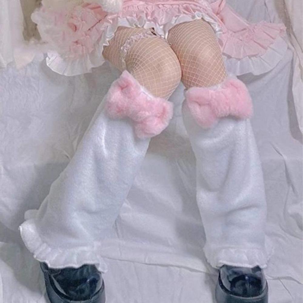 Plush Leg Warmers Winter Warm Y2K Foot Cover Kawaii Leg Cover  Lolita