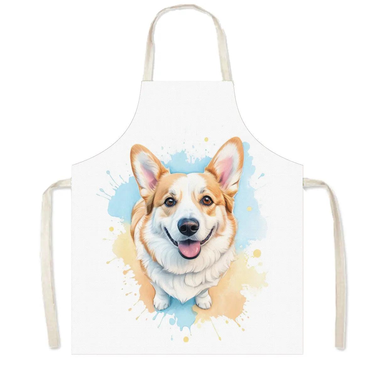 

Corgi / Bichon Frise / Samoye Dog Kitchen Apron Chihuahua German Shepherds Women Home Cleaning Clothing Chef Cooking Pinafore 38X47cm(15X19in)