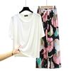 T-shirt girocollo in modal con pantaloni a gamba larga floreali in popeline Set pigiama estivo sottile Tuta casual larga per dormire Loungewear comodo tutto da abbinare