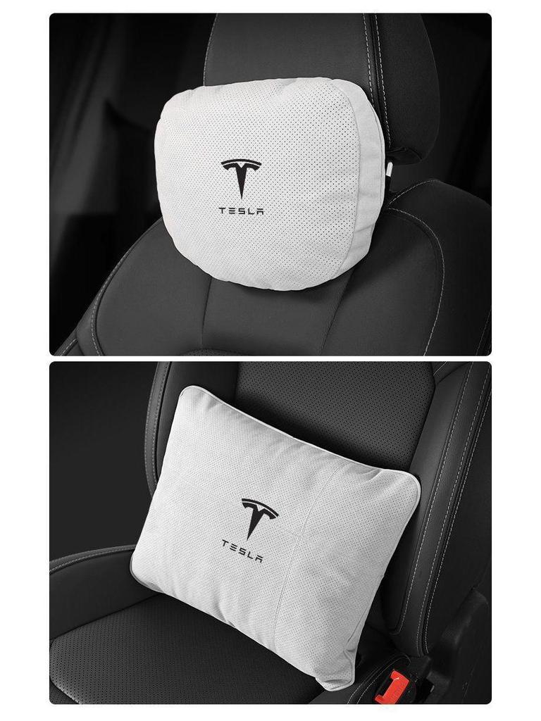 Tesla Model 3/Y Suede Maybach Headrests, Neck & Lumbar Supports