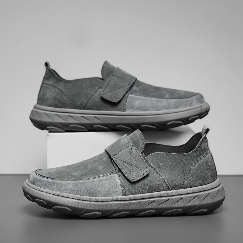 Genuine Leather Casual Shoes For Men Loafers Lightweight Breathable Platform Men Sneakers Soft Cushioning Outdoor Sport Shoes