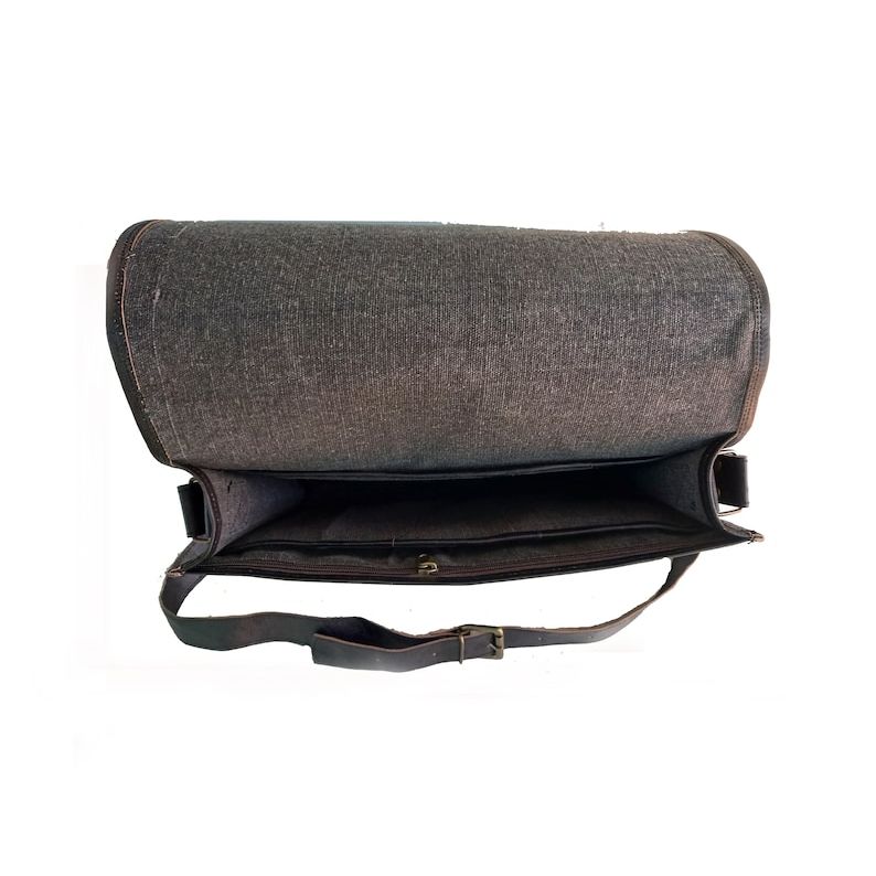 Handmade Black Leather Crossbody Bag: Laptop Messenger Satchel