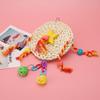 Pet   Non Toxic Straw Plaited Wood Block Chewing Biting Hanging Swing Toy Bird Cage Accessories(S )