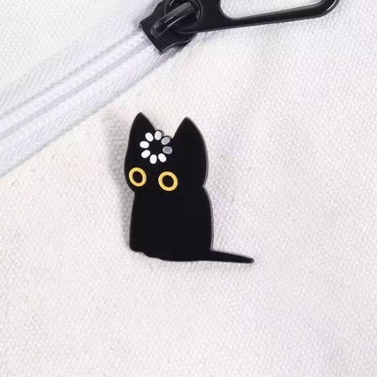 Yangyizhi 2/3Pcs Brooch Pin, Black Cat Design Lapel Decorative Badge with Standard Safety Versatile for Clothing Bags Hats Shoes