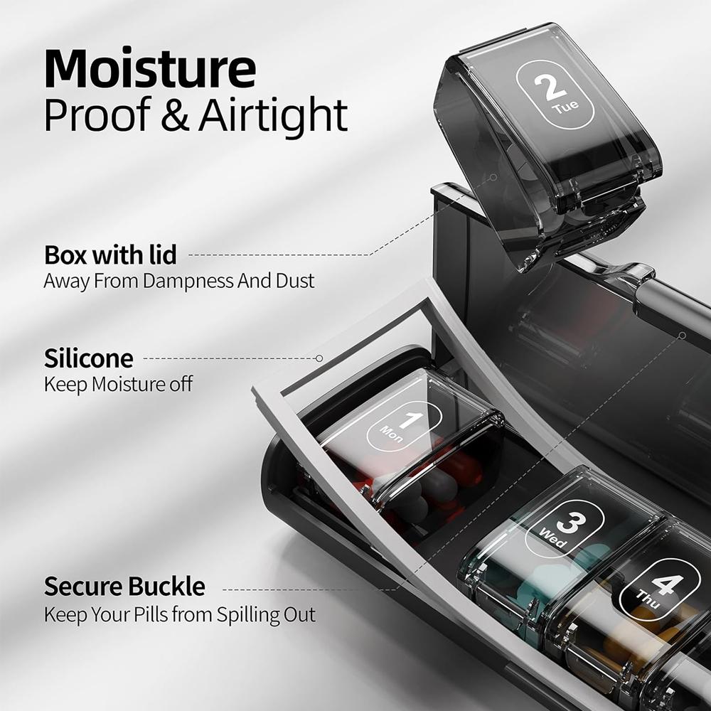 Large Weekly Pill Organizer 7 Day Travel Medicine Box For Big Vitamins Fish Oil Supplements Storage Case