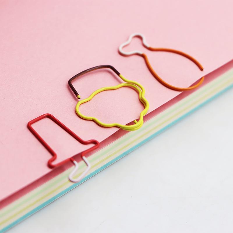 Creative Two-Color Food-Shaped Metal Paper Clips for Office Organization