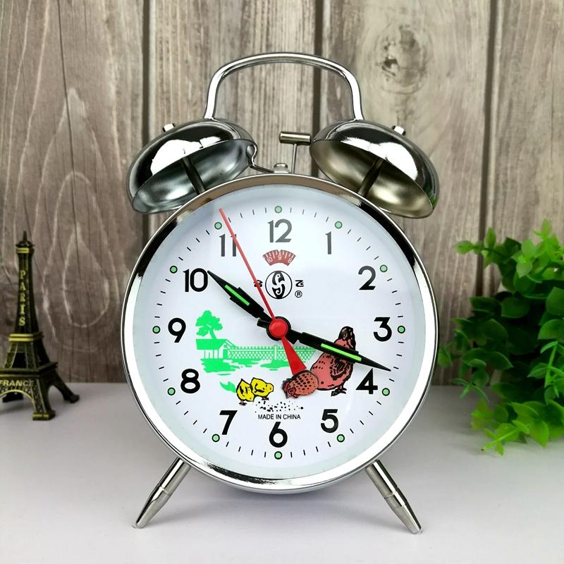 Metal Gold Desk Clock Mechanical Alarm Clock Vintage Bedside Table Clocks Silent Watch Antique Chick Pecking Rice Gift Ideas