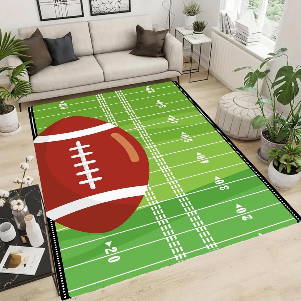 Non Slip Rugby Area Rug Football Room Rug American Football Field Rug Soft Boys Room Rug Game Room Carpet for Kids Rooms