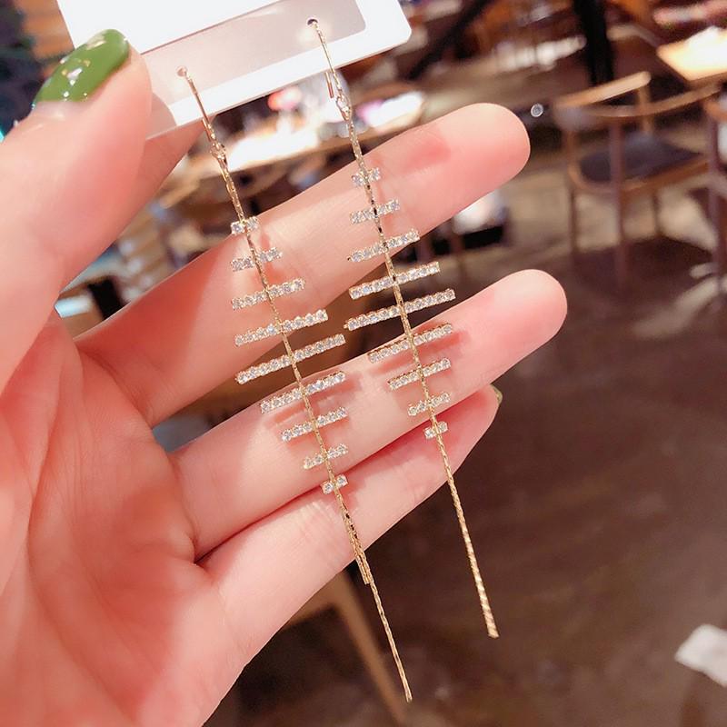 S925 Silver Geometric Tassel Stud Earrings: Fashionable Korean Style, Elegant Design, Versatile for Women
