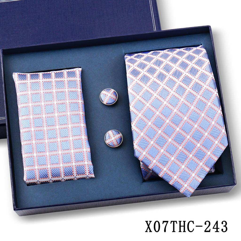 Men's Black Striped 3-Piece Gift Set: Hand-Tied 8cm Tie with Pocket Square & Cufflinks