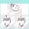 Adjustable Copper Zirconia Ring With Dragonfly Motif For Female Fashion Accessories