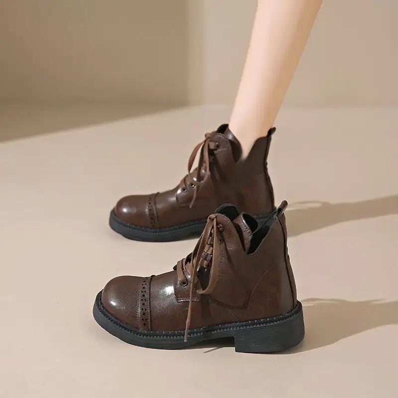 Fashion Plain Female Short Shoes Lightweight Elegant With Medium Heels Booties Footwear Boot Trend 2025 Autumn Hot Women's Ankle Boots