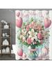 Mother's Day Lily and Rose Bouquet Love Shower Curtain, Bathroom Decorative Shower Curtain, Waterproof Shower Curtain with Hooks