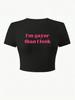 Y2K Retro Style Slimming Cropped T-shirt with English Print