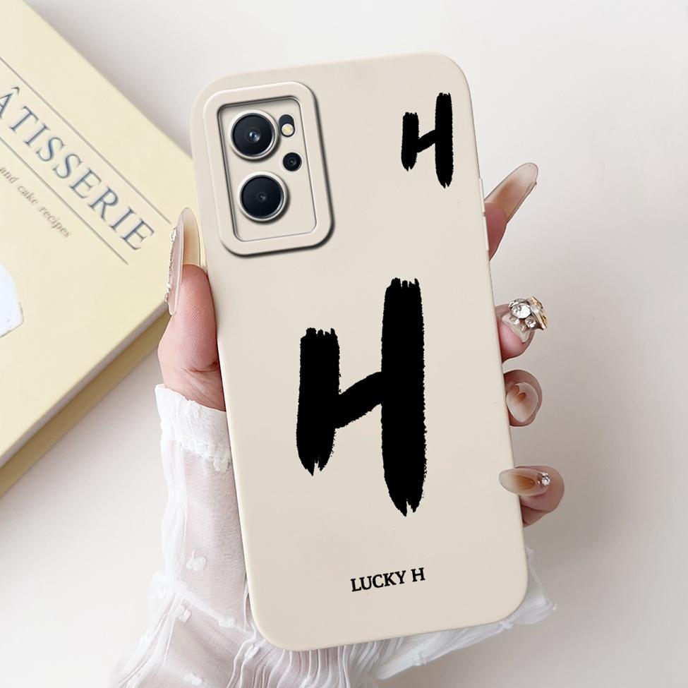 For Realme 9i 4G RMX3491 Cover For Realme 9i 4G Case Simple Fashion Luxury Letters A-Z Pattern Design Silicone Shockproof Bumper