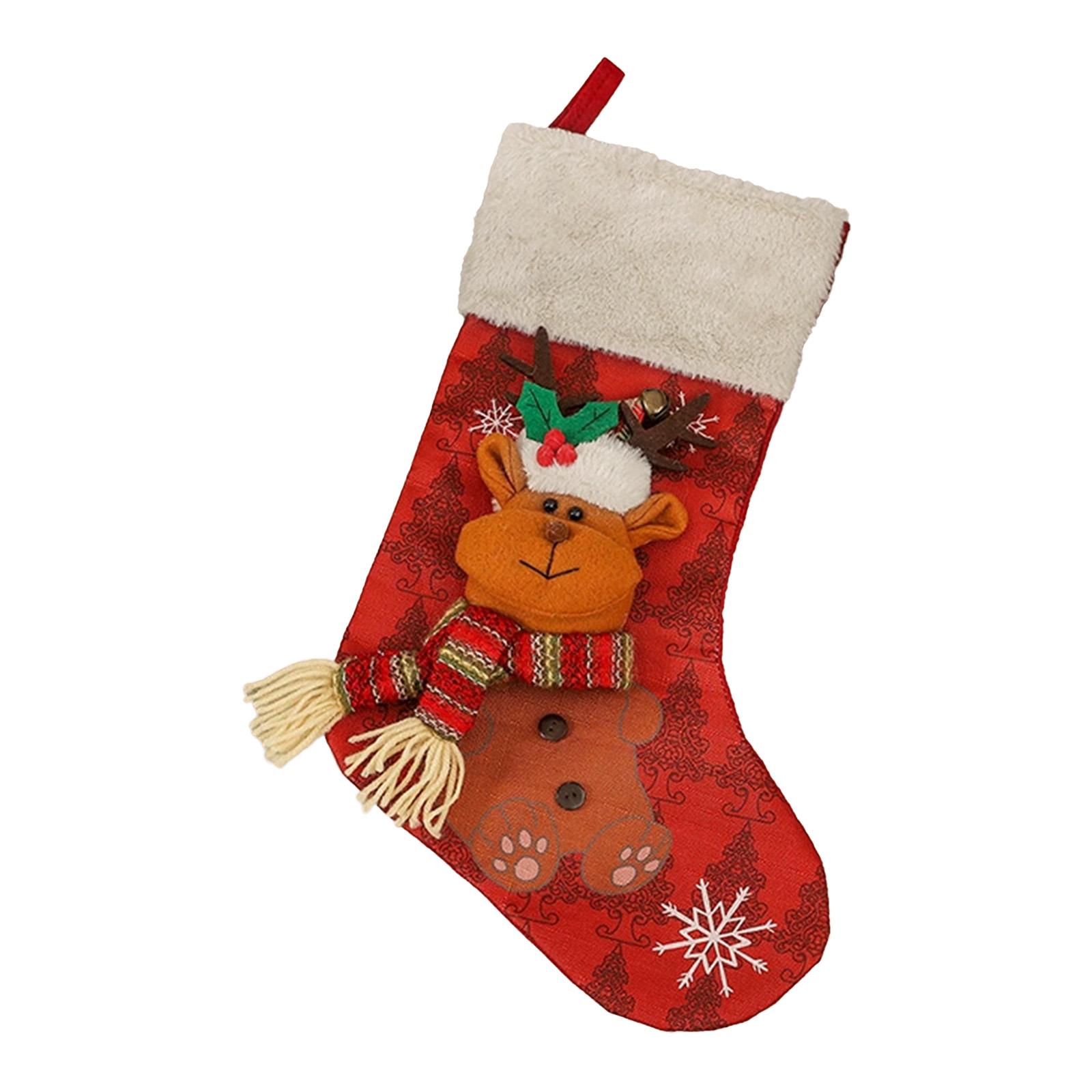 3D Design Christmas Stocking 18In Red-Green Xmas Stocking Large Family Christmas Stocking for Fireplace Hanging Ornament Gifts