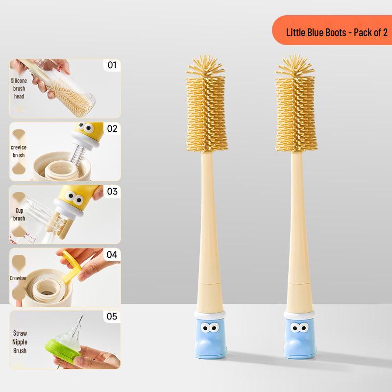 Multi-functional Long Handle Cup Brush with Thermos Lid Sponge Cleaner