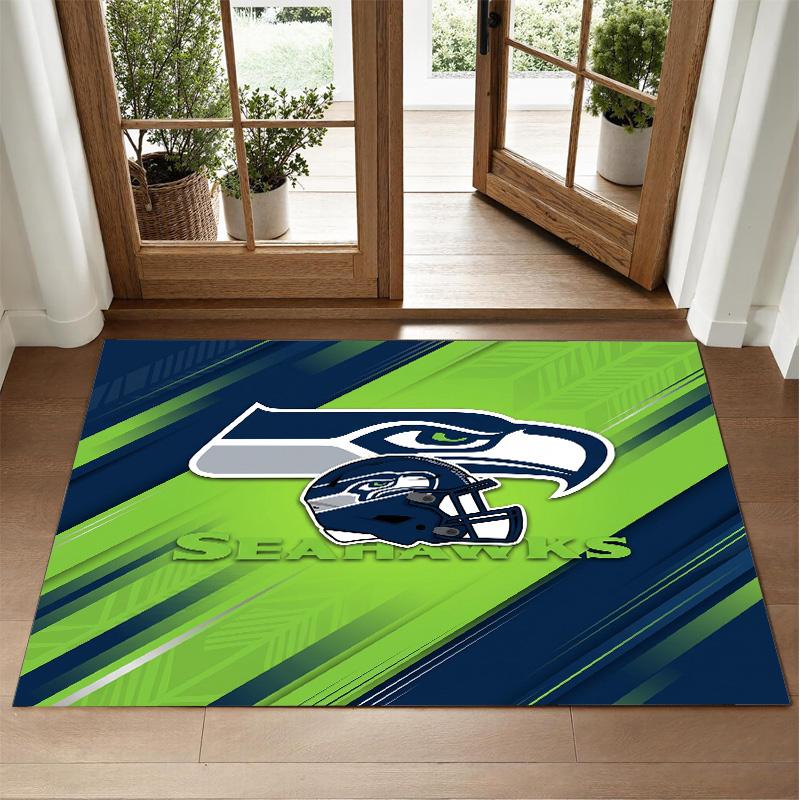 Seattle Seahawks Design Crystal Velvet Rug Soft Decorative Mat for Bedroom Entrance