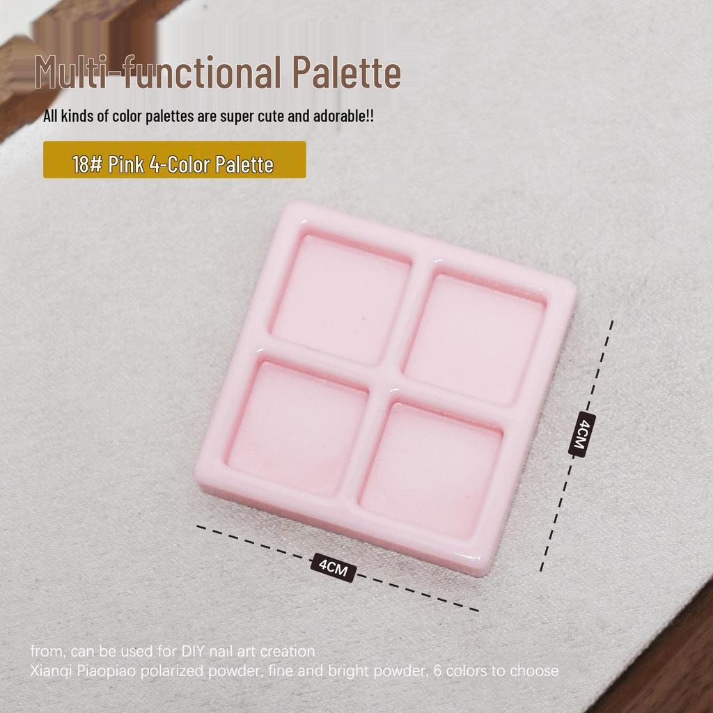 Multi-Functional Nail Art Palette: Four-Grid Polish & Gel Mixer with Brush