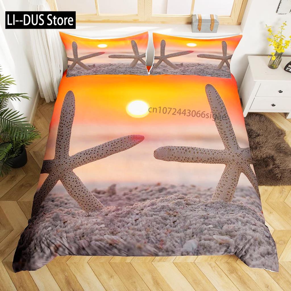 Blue Green Coastal Quilts Full Queen Size Bedding Coverlet Soft Starfish Bed Cover Ocean Quilt Set Seaside Home Decoration 3 Pcs
