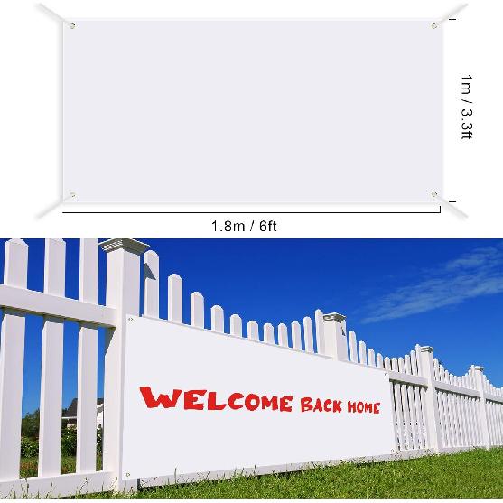 4 Pcs Large Blank Polyester Sublimation Banner 3 x 6 Feet With Hanging Ropes - Paintable Easy Hang Signs for Indoor Wall, Outdoor Party Display,