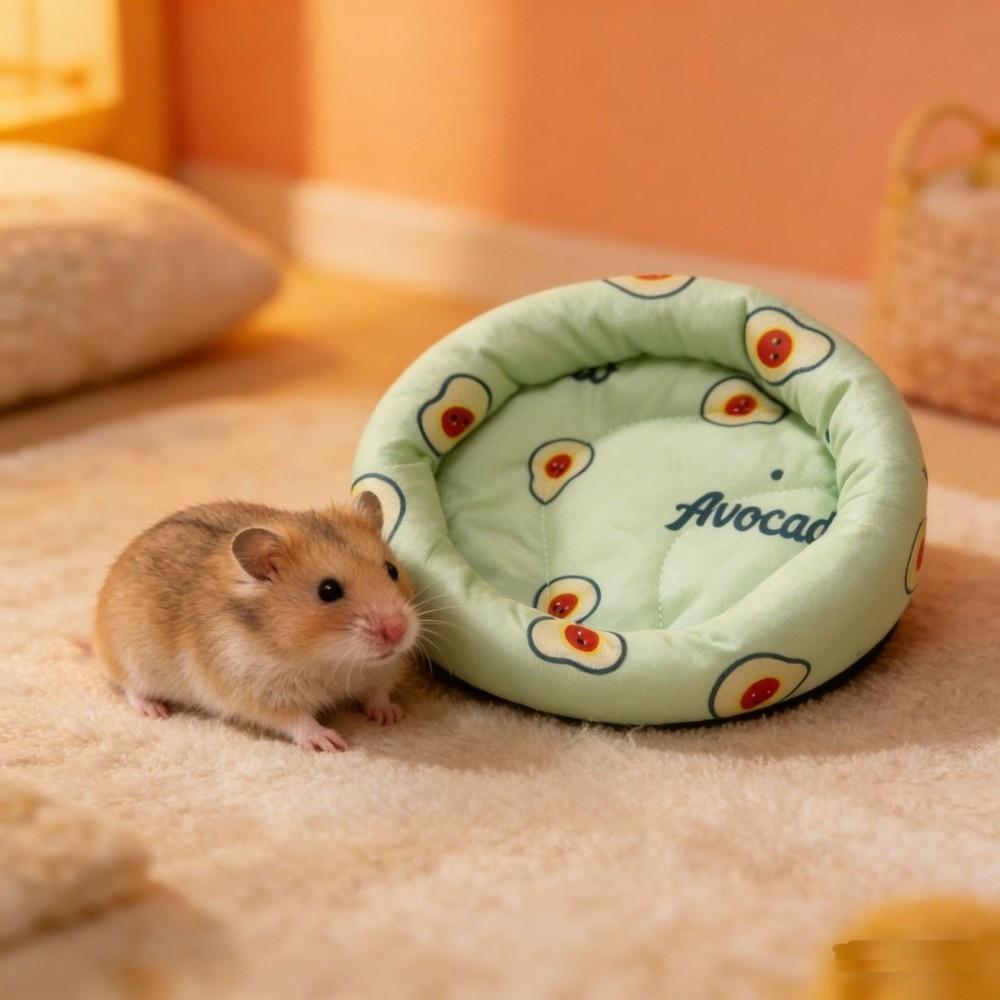 Breathable Hamster Nest Mat Round Guinea Pig Bed Small Pet Litter Mat  for Guinea Pig Rabbit
