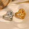 Fashionable Double Layers Geometric Knot Rings 18K Gold Plated Sturdy Stainless Steel Accessory for Women Daily Wear