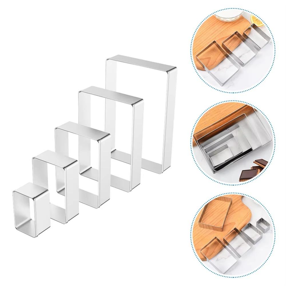 5Pcs/Set Stainless Steel Cookie Cutter Rectangle Dough Mold Bake Tools Biscuit Mold  Pastry