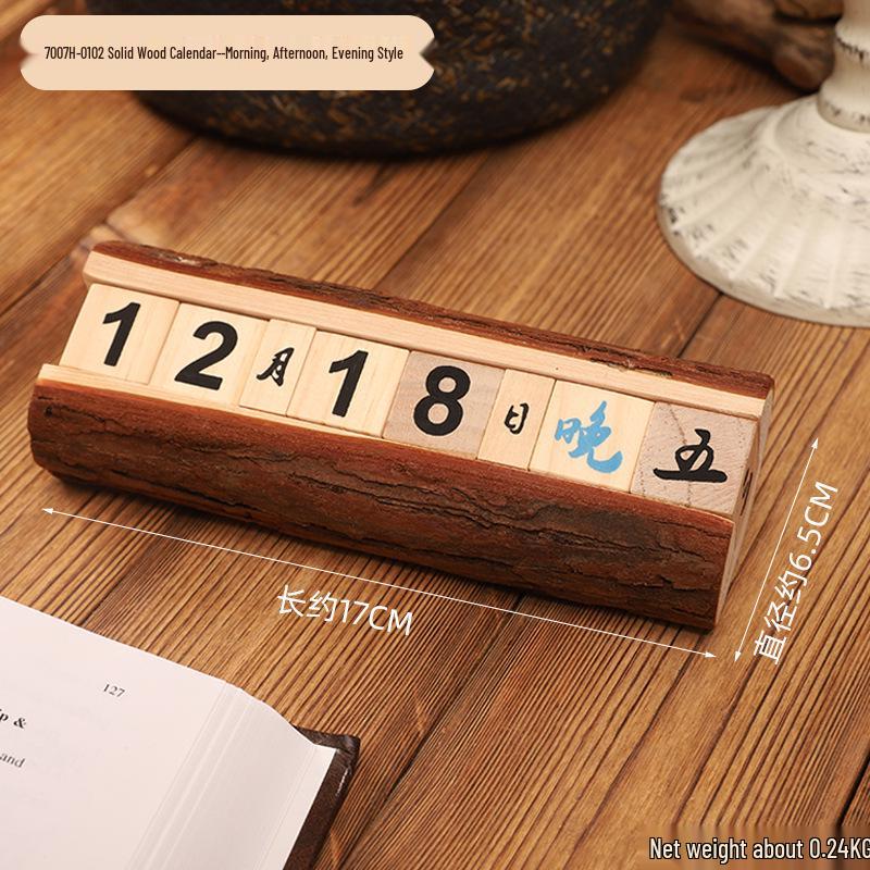 2025 Trä Väggkalender: Kreativ bordsdukning & Fotodatumkort för förskolan