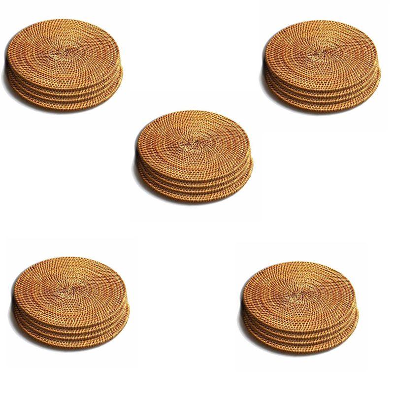

A84E-20 шт. Ротанговые подставки под горячее-Изолирующие термоподставки,Прочный держатель для кастрюль для стола,Термостойкие коврики для кухни