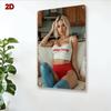 Vintage Sexy Short Hair Lady Metal Wall Decor 8"x12" - White Top Red Shorts Design Durable Indoor/Outdoor Sign for Man Cave Bar
