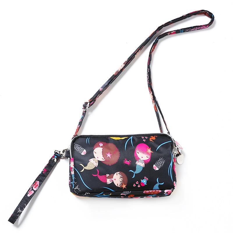 Three-layer zipper wallet, crossbody phone bag, patterned coin purse, Harajuku fashionable clutch, versatile for commuting
