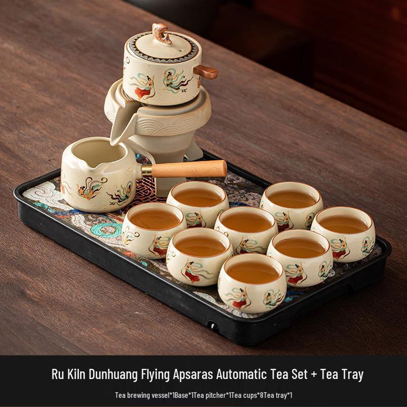 Cha Xun Ru Kiln Dunhuang Flying Apsaras Automatic Tea Set