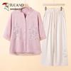 Women's Embroidered Summer Top & Pants Set