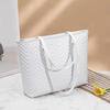 New Women's High End Water Ripple Embroidered Tote Bag Fashionable And Generous Large Capacity Solid Color Zipper Women's Bag