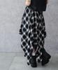WEGO Irregular Hem Long Checkered Korean Size Black Women's Flannel-Like Skirt, Skirt, Fall/Winter Outfit, Streetwear, Casual, Style, Gift, F,