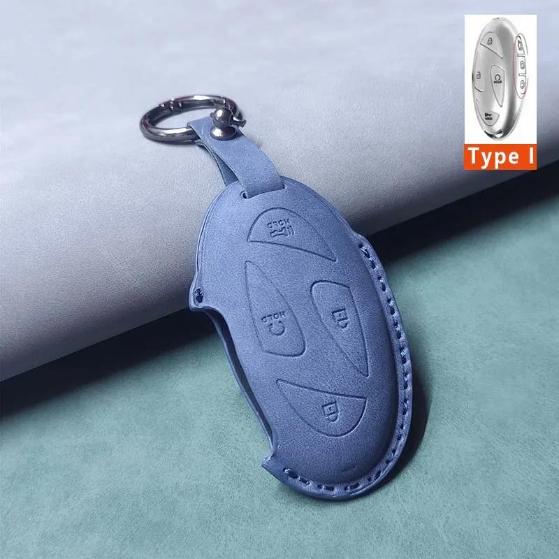 Housse de boîtier de clé intelligente pour voiture pour Hyundai Grandeur GN7 Kona Ev 2023 Ionic 6 5/7 Boutons Porte-clés en cuir Accessoires de Protection Durables