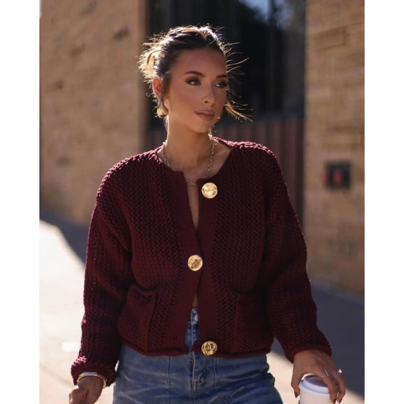 Knitted Cropped Cardigans Women Autumn Knitwears Short Sweaters for Women Button Women's Sweater Long Sleeve Cardigan