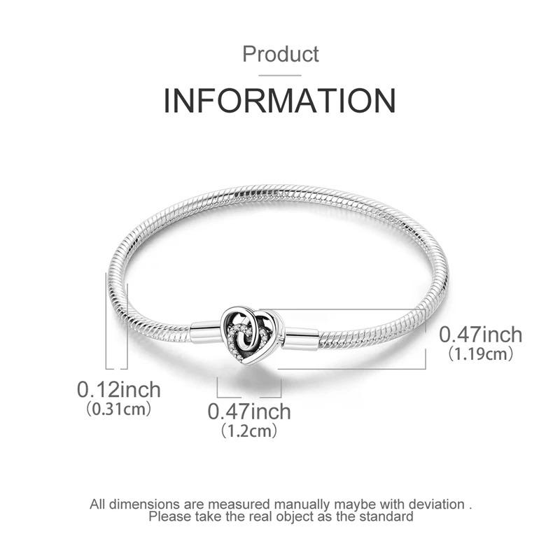 Original Bracelets 925 Silver Snowflake Heart Safety Chain Charms Bead Bracelet For Birthday Wedding Jewelry DIY Making