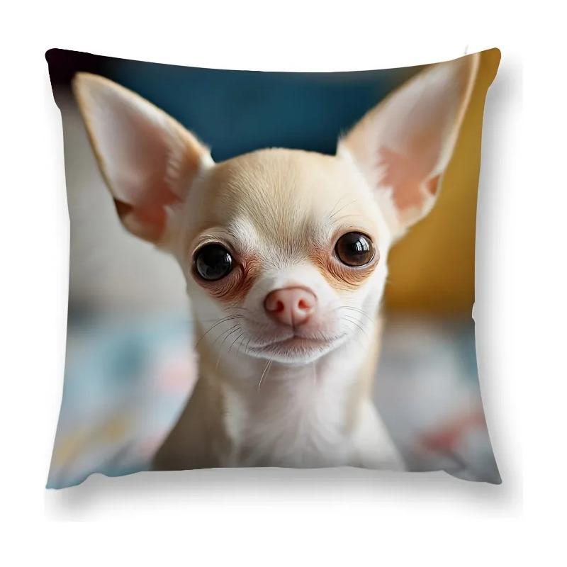 Funda De Almohada Cuadrada Con Estampado De Chihuahua, 18 X S разноцветный