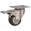 2Pcs 2 Inch Casters Wheels with 304 Stainless Steel Frame Polyurethane Tread Mute No Rust for Humid Environment Industrial PU Casters(Flat Brake,1.5
