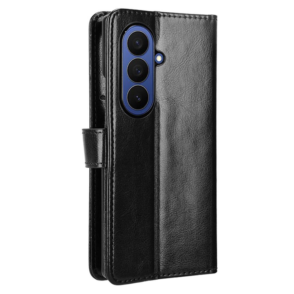 For Samsung Galaxy Z Fold7 5G PU Leather Case with Strap Crazy Horse Texture Phone Wallet Cover