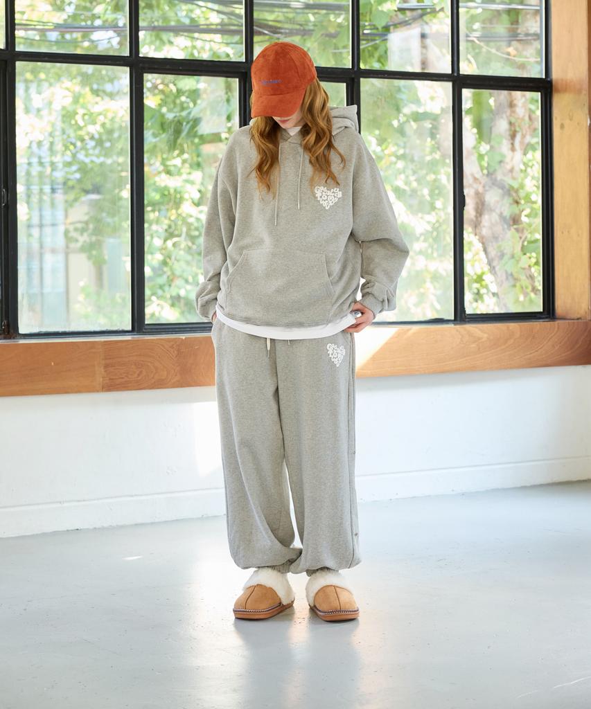 Alikim Goodluck Heart Snap Off Sweat Pants / Melange