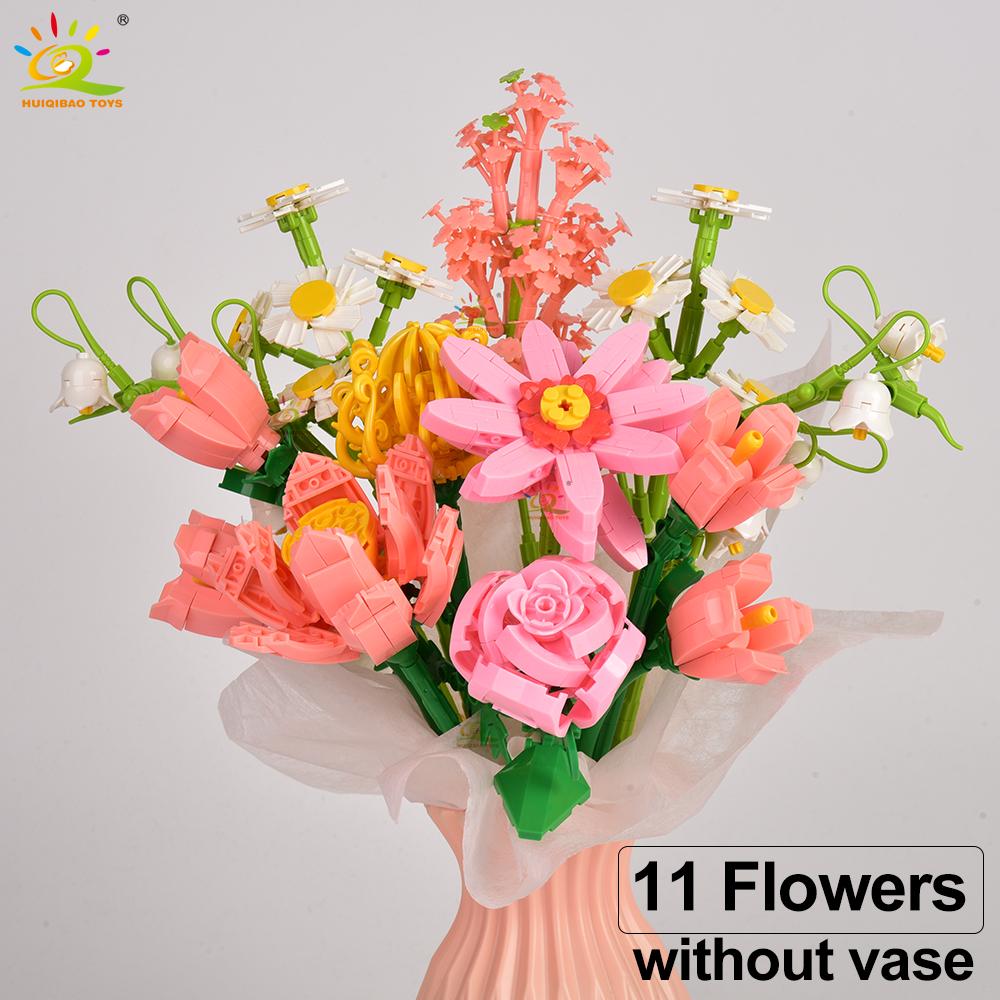 Non-Toxic Moc Flower Model Building Block Set Diy Eternal Bouquet Bricks Kit Toy For Children Home Desk Decoration Xmas Gift